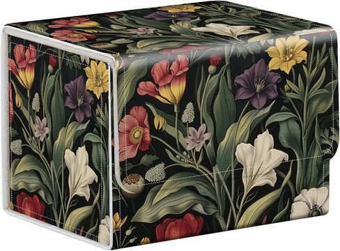 for Mtg Commander Deck Box, Trading Card Storage Box for 100 Cards with Anime Card Sleeves - for Mtg Deck Box, Vintage Elegant Floral Garden in Kuwait