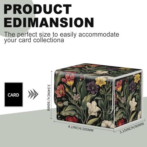 for Mtg Commander Deck Box, Trading Card Storage Box for 100 Cards with Anime Card Sleeves - for Mtg Deck Box, Vintage Elegant Floral Garden in Kuwait