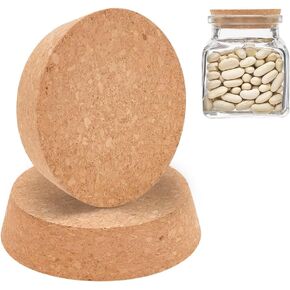 BENECREAT 2-Pack Cork Bottle Stoppers, Cork Lids Tapered Cork Plugs for Wine Bottle, Carafes, Pottery, Beer Glass Bottle, Craft DIY Decro, 4.7x4.1 Inch, 3cm/1.18 Inch Thick