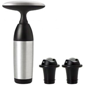 OXO Vacuum Wine Preserver with 2 Stoppers - Black