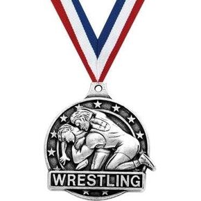 Crown Awards Wrestling Medal - Silver Wrestling Placement Medals with Neck Ribbon Prime