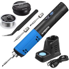 Cordless Soldering Iron Kit - 5V 8W USB Rechargeable Solder Iron Pen with Digital Display & LED Spotlight, Adjustable Temperature, Auto-Sleep Mode, Portable Soldering Tools for Electronics