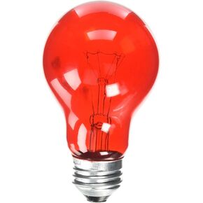 Westinghouse 0344600, 25 Watt, 120 Volt Trans Incandescent A19 Light Bulb-2500 Hours, 1 Pack, Transparent Red