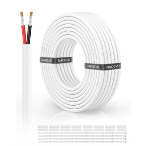 NAOVEO 18 Gauge Wire 2 Conductor Electrical Wire, 18 AWG Wire Stranded PVC Tinned Copper Cable, Flexible/Low Voltage/Red Black Hookup Wire for LED Strips Lamps, Marine, Speaker, Appliances (30FT)