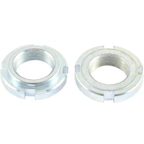 2xSilver Tone 24mm Thread Steering Stem Lock Nut