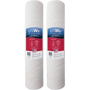 5 Micron 20 Inch x 4.5 Inch | 2-Pack String-Wound Polypropylene Whole House Sediment Replacement Cartridge | Compatible with Pentek WP5BB20P, Hydronix SWC-45-2005 | Made in the USA, US Water Filters