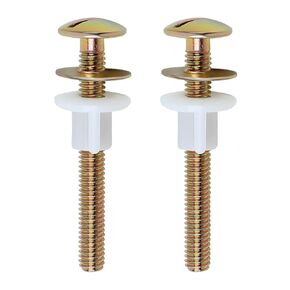 2 Set Toilet Seat Screws, Steel Toilet Seat Hinge Bolts and Nuts, Heavy Duty Toilet Seat Fastener with Plastic Nuts and Metal Washers, Toilet Hardware Replacement for Top Mount Toilet Seat Hinges
