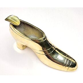 VICTORIAN BRASS SHOE/BOOT CIGARETTE ASHTRAY/HOLDER HIGH HEEL PREMIUM BRASS ASHTRAY/ASH BIN
