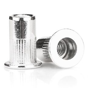 10-24 UNC Rivet Nut, 100Pcs 304 Stainless Steel Flat Head Rivnut Threaded Insert Nutsert