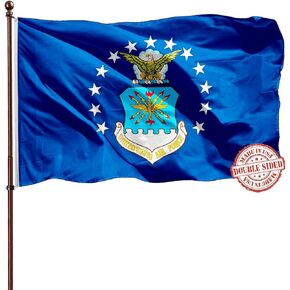 Force Air Force US 3x5 في الهواء الطلق على الوجهين- 3ply 240d 4 صفوف مخيط- الولايات المتحدة الأمريكية 3x5 Airforce Flags- UV Fade Resistant with Canvas Header و 2 نحاس نحاسي