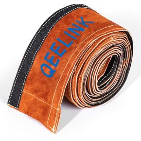 QeeLink TIG Welding Torch Cable Cover Flame Resistant Leather Brown Cover 12 & 25 Feet (25 Feet, 7.6 Meters)