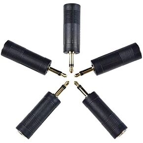 ATC® 5 Piece Professional Converter Adapter 3.5mm 1/8 Male to 6.35mm 1/4 Female Mono Audio Mic Plug Adapter Jack Microphone Accessory