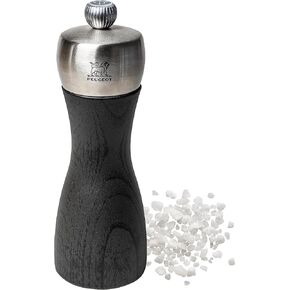 Peugeot - Fidji Manual Salt Mill - Adjustable Grinder - Beechwood and Stainless Steel, Graphite Finish, 6 Inch