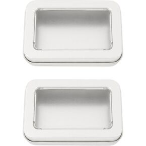 2Pack Portable Dental Floss Case with Transparent Window,Empty 3.4 * 2.3 * 0.7inch / 87x60x18mm Reusable Floss Holder,Dental Floss Dispenser for Travel, Hotel(Silver)
