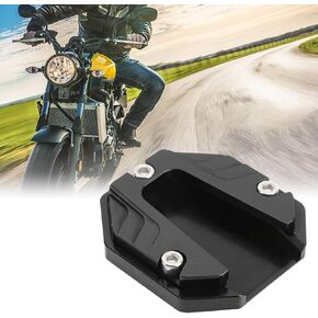 Motorcycle Stand Pad, Universal Motorcycle Kickstand Pad, Aluminium Alloy Motorcycle Side Stand Plate Pad High Strength Kickstand Pad Plate Support Accessory Black With Installation Tool
