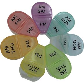 Colorful Petal 7-Day Medicine Box, AM PM Food Grade PP Pill Storage Box, Twice a Day, Innovative and Stylish, Convenient for Daily Travel, Used for Storing Pills, Supplements, and Vitamins