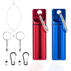 Travel Pill Box with Keychain Portable Small Pill Case Waterproof Metal Pill Holder Pill Container with Necklace