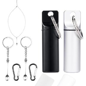 Travel Pill Box with Keychain Portable Small Pill Case Waterproof Metal Pill Holder Pill Container with Necklace