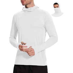 UUMIAER Men's Sun Protection Hoodie UPF 50+ Long Sleeve Sun Shirts with Mask Rash Guard Fishing Hiking Shirts