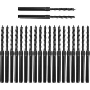 Antrader Black Right&Left Handed Thread Swage Lag Screws for Wood Posts of 3/16" Black Cable Railing Kit,10 Pairs Stainless Steel Left and Right Handed Thread Swage Lag Screws