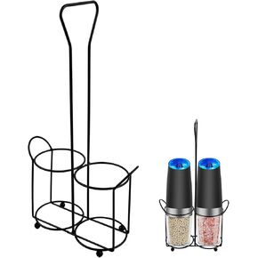 Electric Pepper Grinder Stand, Pepper Mills Storage Stand Universal Stainless Steel Bracket for All Automatic Battery Powered Salt and Pepper Mill Portable Stand for Kitchen Storage Black