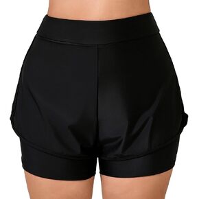 Halcurt Women's Plus Size High Waisted Swim Board Short with Boxer Liner Quick Dry Swimsuit Bottoms