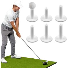 6PCS Rubber Golf Tees for Mats, 3 Size 2'' 2.5'' 3'' Rubber Tees for Golf Mats & White Golf Mat Tees for Hitting Mats/Practice Mat, Driving Indoor Outdoor Training Golf Tees Hitting Mats