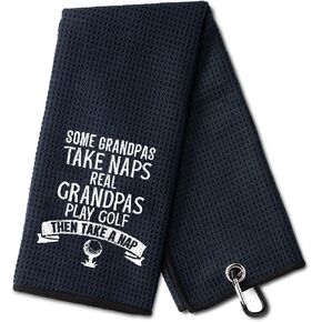 DYJYBMY Grandpas Play Golf Funny Golf Towel, Embroidered Golf Towels for Golf Bags with Clip, Women's Golf Accessories, Birthday Gifts for Golf Fan, Retirement Gift for Dad Mom Boss Colleague