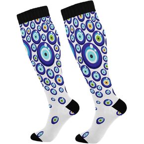 Wusikd Evil Eyes Compression Socks for Women and Men Circulation Eyeball Long Socks for Athletic Running 1