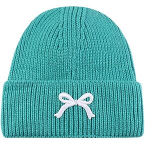 Women's Cute Bow Tie Beanie Fashion Knit Skull Cap Winter Warm Knitted Hats Y2k Aesthetic Accessories