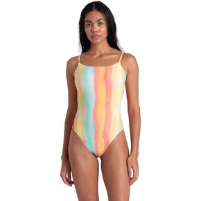 ARENA Women's Water Print One Piece Tie Back Swimsuit Removable Cups Soft Stretchy Beach Pool Ladies Comfy Bathing Suit