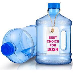 0.79 Gallon Water Bottle- 2 Pcs Water Jug Round Plastic, Portable Water Jug with Handle, Reusable Water Container, Camping Water Tank With Leakproof Screw Cap for Camping Outdoor Travel Gym Use