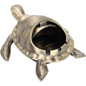 Metal Ashtray with Cover, Sea Turtle Shape Cigar Ashtrays for Outdoors, Windproof Ashtray Ornaments for Office Home Outside(Bronzed)