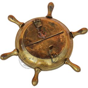 Ashtray Vintage Brass Ship Wheel Ashtray Anchor Inlaid 5" Nautical Cigar Cigarette Cigarette Ashtray For Indoor And Outdoor Use, Gift Funny Cool For Smokers, Ash Tray For Home Yard Décor BY MAI