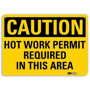 SmartSign “Caution - Hot Work Permit Required in This Area" Sign | 7" x 10" 3M Reflective Aluminum