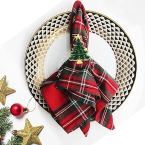 Christmas Tree Napkin Rings Set of 6, Napkin Ring Holder Serviette for Christmas Thanksgiving Dinner Parties Wedding Adornment Table Decor(Christmas Tree)