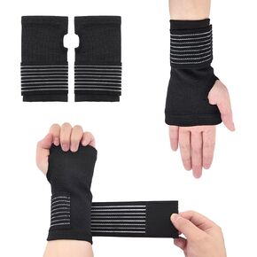 Quacc 2 Pack Wrist Straces دعم معصم مرن مع حزام قابلة للضغط على معصم النفق الرسغي القابل للتعديل يخفف من التهاب الأوتار في إصابة آلام الرسغ للرجال والنساء ، اليمين واليسرى (أسود) in Kuwait