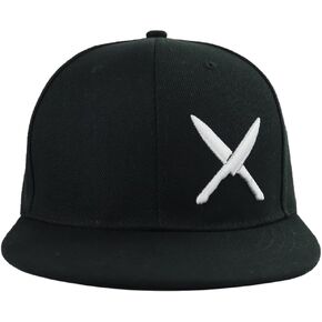 Funny Chef Hats, Snapback Flat Bill Dad Hat for Men, Adjustable Cotton Embroidered Knives Kitchen Women Baseball Caps