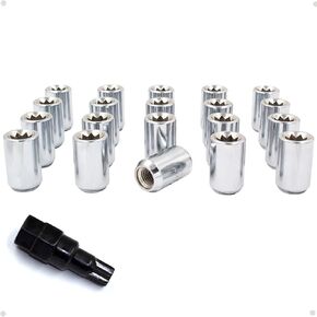 Wheel Accessories Parts 20 Pcs 1/2" Thread Car Tuner 1.26" Long Lug Nut Chrome Tuner Fits Ford Mustang 1965 to 2014 and Many Vintage Dodge Chevy Ford Vehicles with aftermarket Wheels