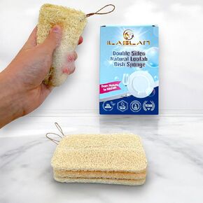 Natural Loofah Dish Sponge Scrubber | Eco-Friendly, Natural, Biodegradable and Reusable Dish Loofah Kitchen Sponge | 3 Count (1 Pack)