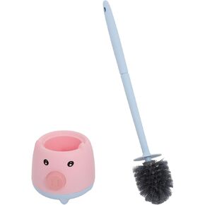 NOLITOY 1 Set of Long Handle Toilet Brush with Holder, Pink Toilet Cleaning Toilet Brush Scrubber with Pig Shaped Base for Bathroom(18.47x5.5inch)