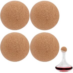 BENECREAT 4Pcs Wine Cork Ball Wooden Cork 2inch Ball Stopper Reusable Ball Stopper Wine Bottle Plug Stoppers for Wine Decanter Carafe Bottle Replacement