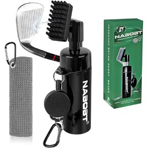Upgraded Splash Golf Club Cleaner Brush & A Premium Golf Towel(16x16 inch) Set, Heavy Duty Retractable Clip Golf Club Cleaner Brush with Water, 5-oz Water Spray Brush for Golf Bag Accessories