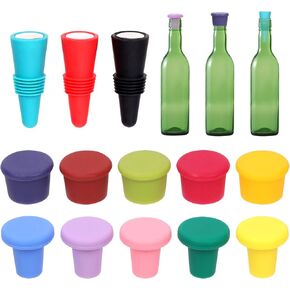 13Pcs 3 Styles Silicone Wine Stoppers Assortment Kit, Replace Cork Plugs Airtight Seal on Wine Bottles Assorted Colorful Reusable Wine Caps for Bottles Beer Champagne Wine Storage Glass Bottle