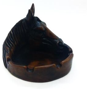 WitnyStore Tiny 4" Long Brown Horse Head Ashtray - Miniature Hand Made Painted Resin Animals Decorative Figurines Ashtrays Cigarette Holder Home Décor Accents Souvenirs Gifts