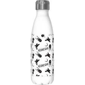Wednesday Toss Pattern 17 oz Stainless Steel Water Bottle, 17 Ounce, Multicolored