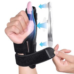 Carpal Tunnel Wrist Brace with Thumb Support for Night and Work,Removable Thumb Spica Splint for De Quervain's Tenosynovitis CMC Tendonitis Sprain - One Size Fits Most - Left/Right Hand - Black