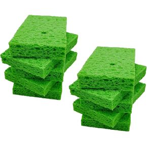 Cellulose Sponges,Heavy Duty Scrub Kitchen Sponge,Compressed Cellulose Sponges for Kitchen,Clean Tough Messes Without Scratching Sponges Kitchen(10Pack, Green)