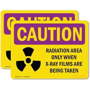 (2 Pack) Radiation Area Only When X-Ray With Symbol OSHA Caution Radiation Sign 14 Inch X 10 Inch Vinyl Label Decal Sticker Weather Resistant, UV Protected for Workplace, Business, and Construction Site, Made in the USA