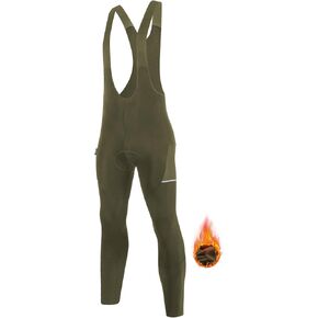 Santic Men's Winter Fleece Pro Cycling Bib Pants 4D Padded Thermal Cold Weather Bike Riding Pants with Pockets